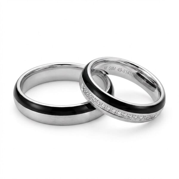 Gifteringer med carbon, diam. 0.110 ct, 5 mm. Carbon - 4981456